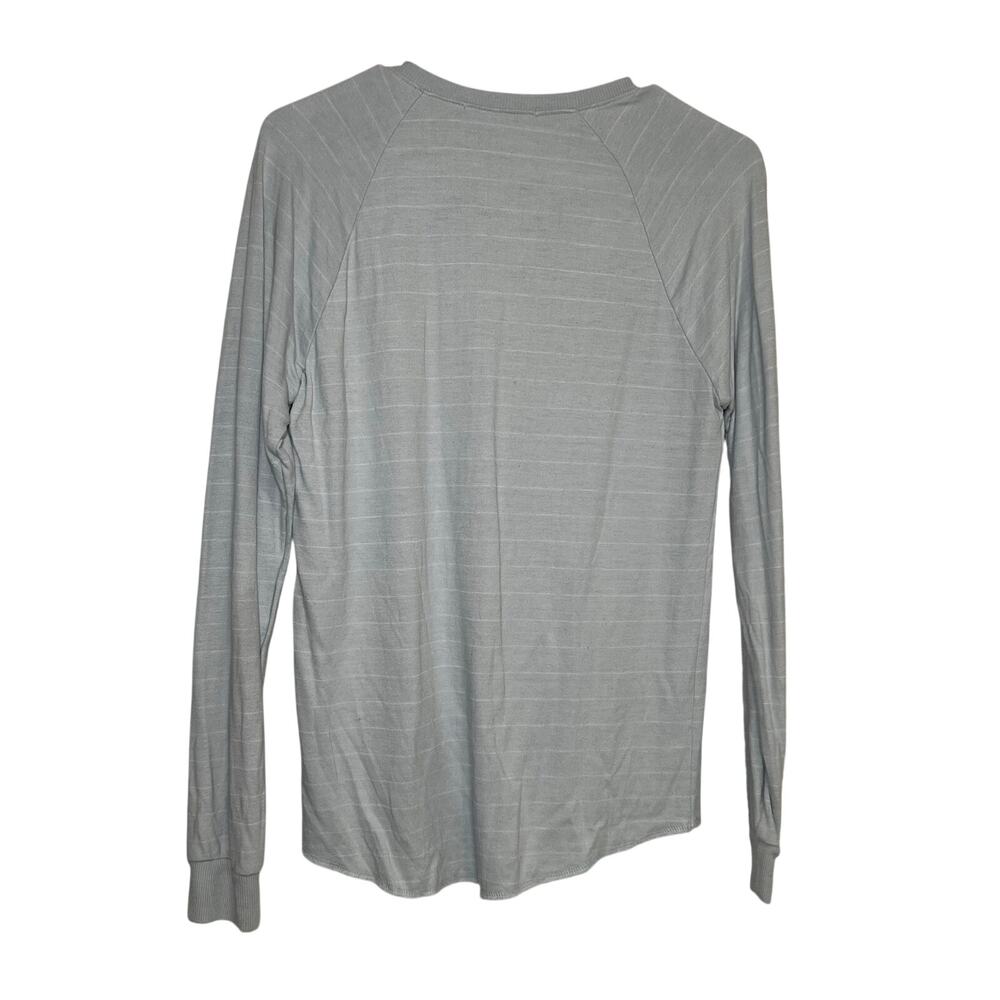 Marine Layer Shirt Womens Size M Light Blue Striped Long Sleeve Henley Lounge - Picture 2 of 16